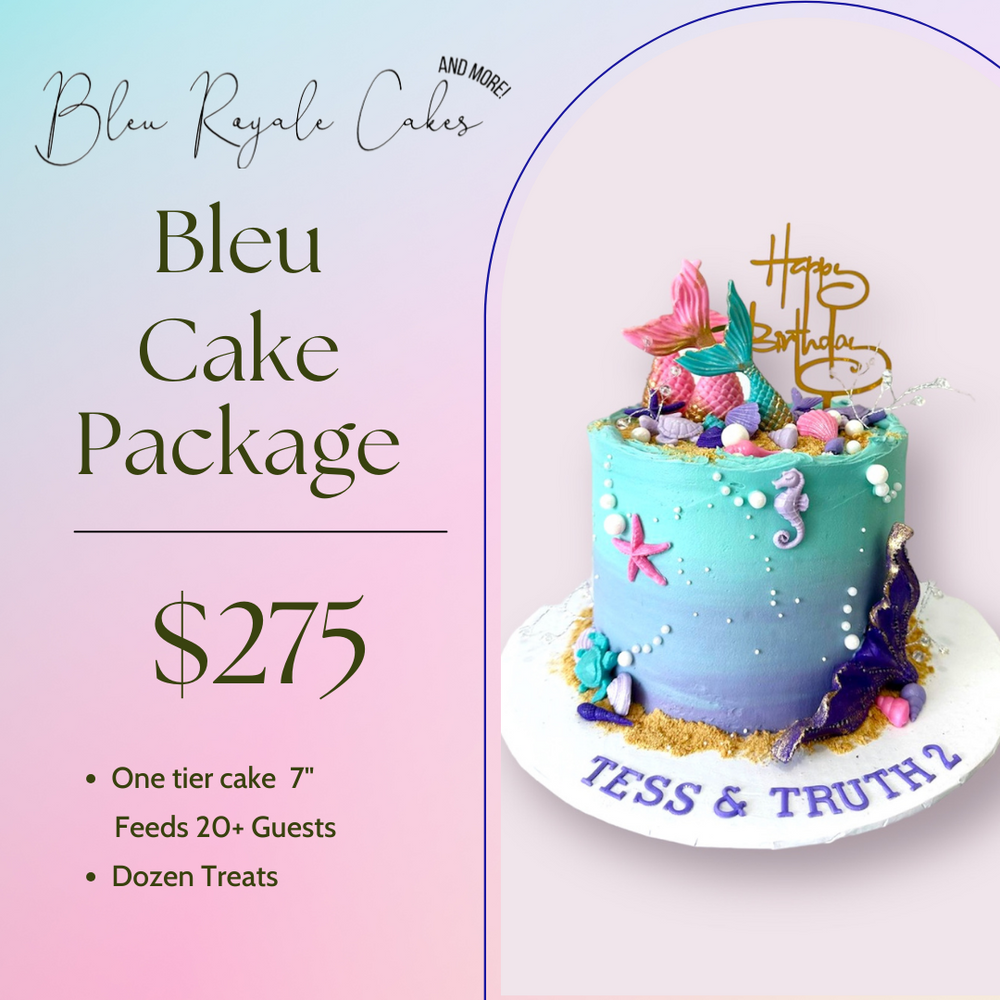 BLEU PACKAGE - 1 Tier Cake with 1 dozen treats